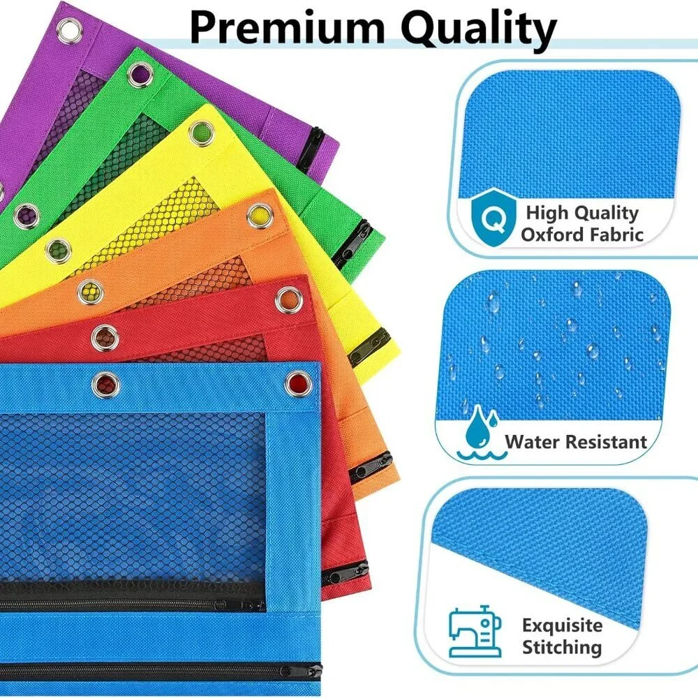 Pencil Pouch for 3 Ring Binder, Clear Pencil Case Bag with Smooth Zipper, Pen Or